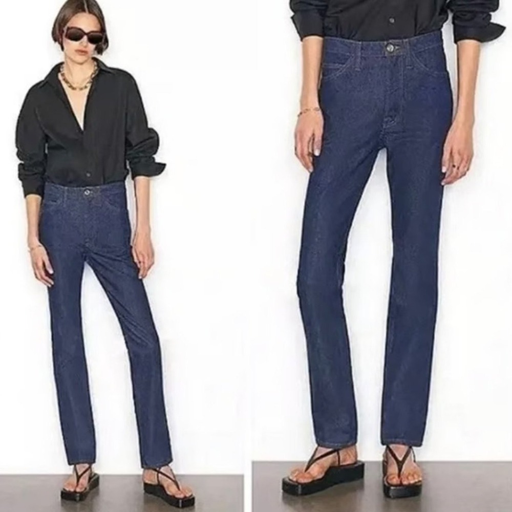 Frame La Italien True Straight Crop Denim Jeans Vintage Blue Women's Size 31